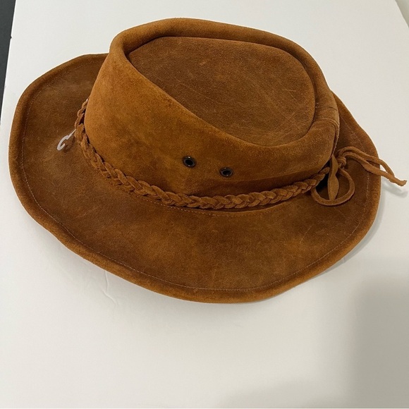 Western Cowboy Brown Leather Braided Hat Made In The USA main image 8